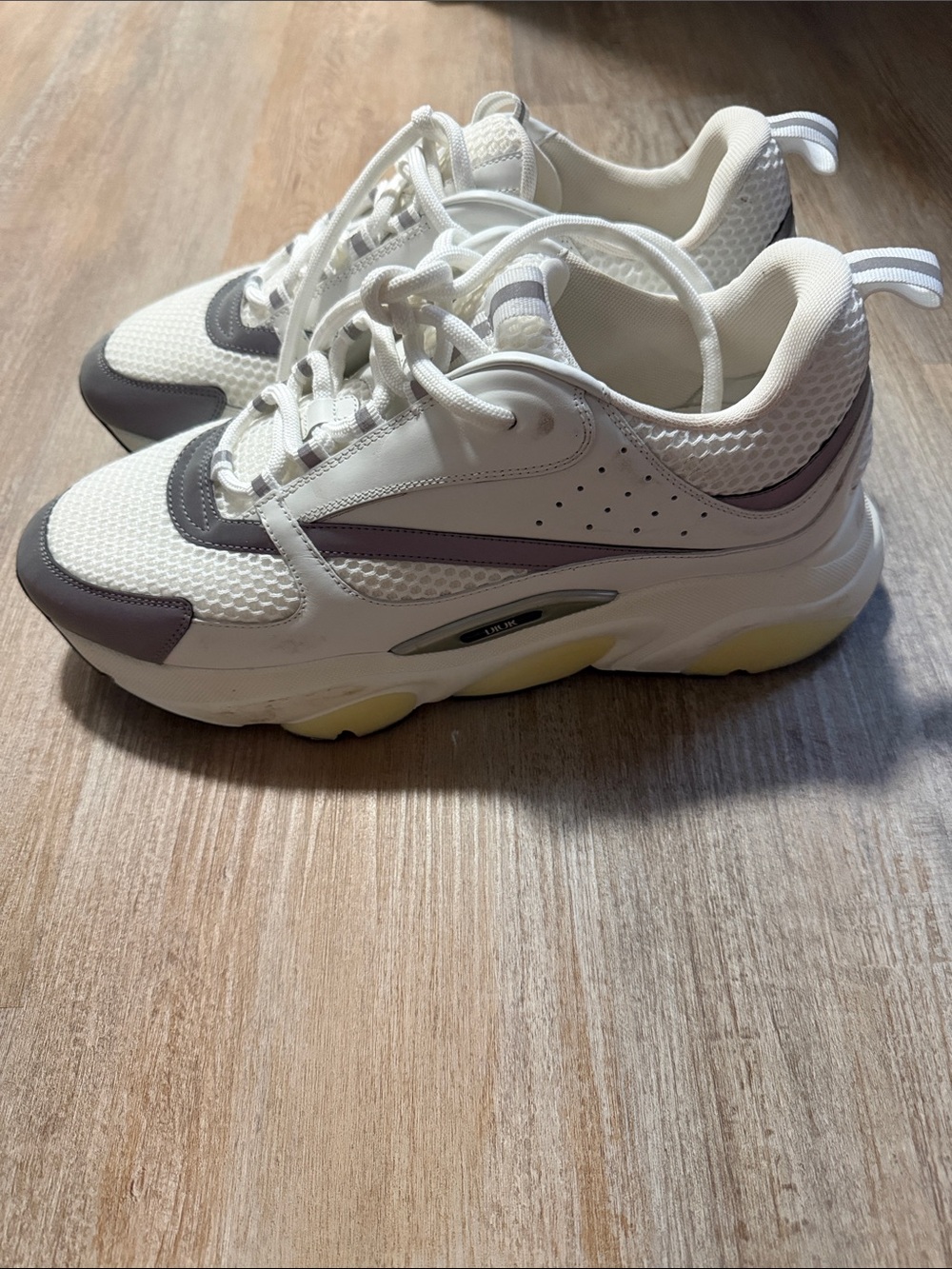Men’s White and Lavender Mesh Athletic Sneakers